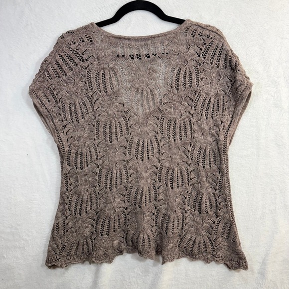 Eight Eight‎ Eight M Taupe Crochet Top Boho Summer Retro Y2K Grunge 100% Cotton - Picture 4 of 10